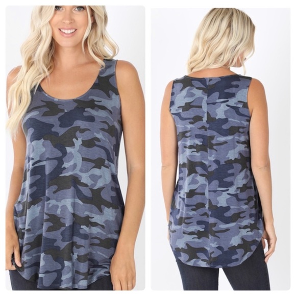 ❤️2 for $40❤️dusty blue camo tank top - Picture 6 of 10
